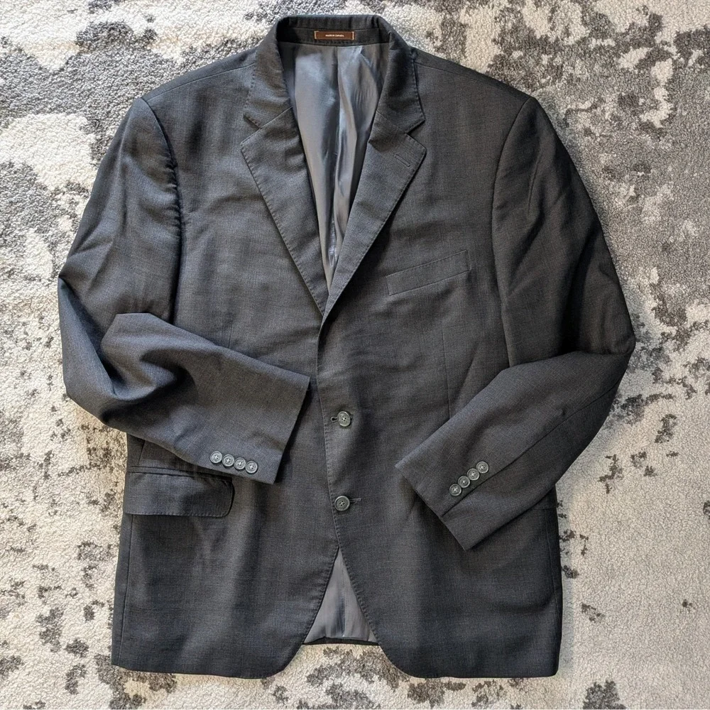 Peter Millar Mens Charcoal Gray 2 Button Double Vent Blazer Jacket 46R - Picture 2 of 12